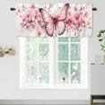 thumbnail image 1 of Butterfly Floral Curtain Valance for Kitchen Watercolor Pink Flower Cherry blossoms Window Valance for Living Room Bedroom, Kitchen Valance Rod Pocket Window Curtain 54 by 18 in, 1 Panel, 1 of 6