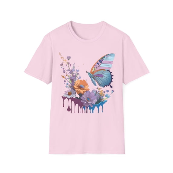 Butterfly Floral Graphic Design Unisex 100 Cotton Gildan T-Shirt ...