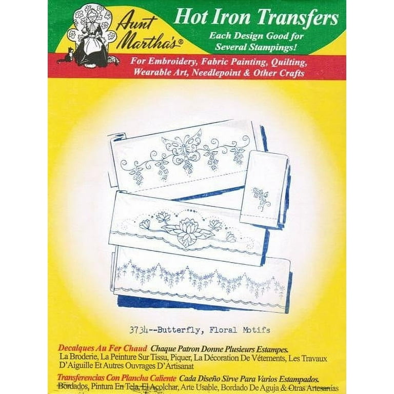  Pretty Floral Motifs Aunt Martha's Iron on Transfer Patterns  for Embroidery