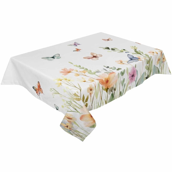 Butterfly Floral Rectangle Tablecloths 60x104,Botanical Plant Leaves Herb Watercolor Table Cloth Table Cover Indoor/Outdoor Tabletop Decor for Wedding Holiday Party Dinner Baby Shower