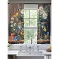 thumbnail image 1 of Butterfly Floral Sheer Curtains for Living Room Bedroom Country Daisy Wildflower Brown Barn Door Sheer Curtains 63 Inch Long 2 Panels Set Light Filtering Curtain Window Treatments Drapes, 1 of 6