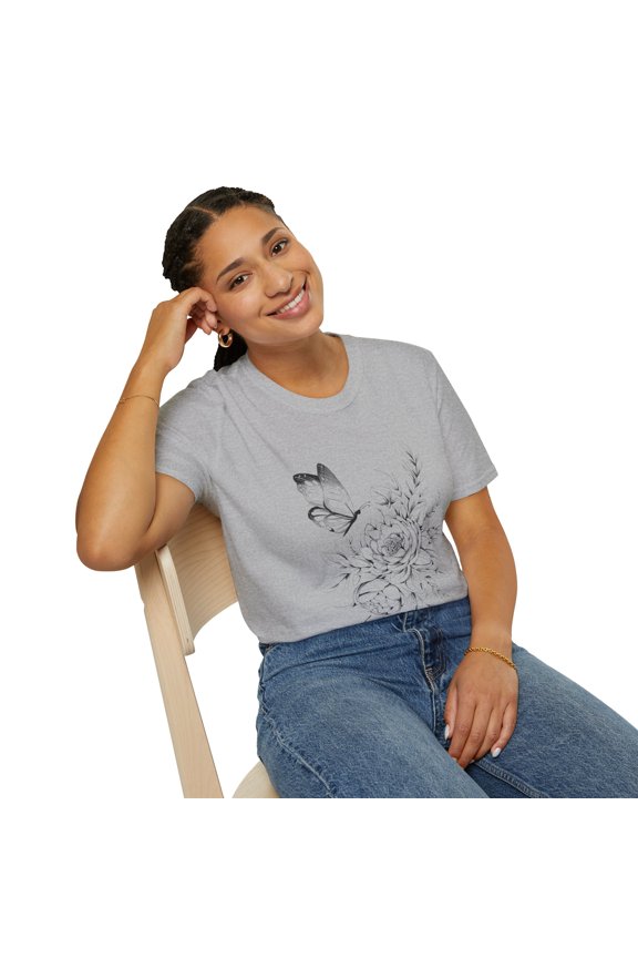Butterfly Floral Tattoo Men Women Graphic Novelty T-Shirts