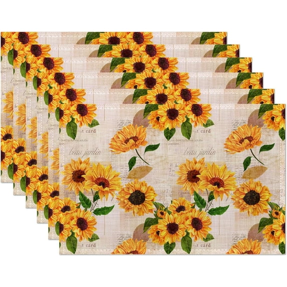 Butterfly Floral Vintage Placemats Waterproof Stain Resistant Linen ...