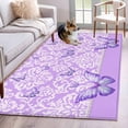 thumbnail image 1 of Butterfly Floral Washable Area Rugs 2.7'x5', Purple Floral Texture Butterflies Pearl Low Pile Throw Living Room Rug Non-Slip Sturdy Edge Binding Carpet for Indoor Entryway Bedside Kitchen, 1 of 9