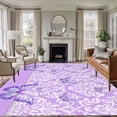 thumbnail image 1 of Butterfly Floral Washable Living Room Rugs 6'x9', Purple Floral Texture Butterflies Pearl Low Pile Throw Large Area Rug Non-Slip Sturdy Edge Binding Carpet for Dining Room Kitchen Office, 1 of 9