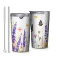 thumbnail image 1 of Butterfly and Flower 10oz Tumblers Stainless Steel Tumbler with Lid and Straw,Vacuum Insulated Double Wall Travel Tumbler Cups with Cleaning Brush for Coffee, Tea, 1 of 4