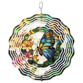 Butterfly Flower 3D Wind Spinner, Kinetic Insect Garden Panel
