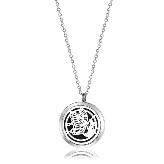 Butterfly Flower Aromatherapy Necklace Jewelry Essential Oil Diffuser Necklace with Gift Box