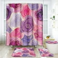 thumbnail image 1 of Butterfly Flower Black Bathroom Set with Shower Curtain and Rugs and Accessories, Pink Children Girl Geometric Shower Curtain Set,Floral Shower Curtain for Bathroom Decor 4 Pcs, 1 of 7
