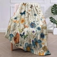 thumbnail image 1 of Butterfly and Flower Blanket Gifts for Women Girls Soft Warm Lightweight Cozy Vintage Garden Floral Botanical Flannel Throw Blankets for Bed Sofa Home Travel Decor 50"x60", 1 of 6