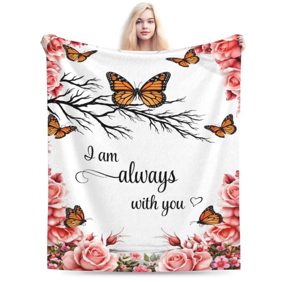 Butterfly Flower Blanket Monarch Butterfly Blanket Butterfly Lover Blanket Gift for Women Mothers Day Valentines Day Birthday Cozy Throw 50x40