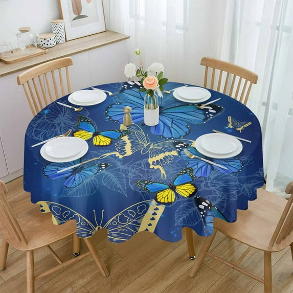 Halloween Pumpkin Black Rose Crow Feather Round Tablecloth Wedding Hotel Table Cover Holiday Dining Table Waterproof Tablecloth