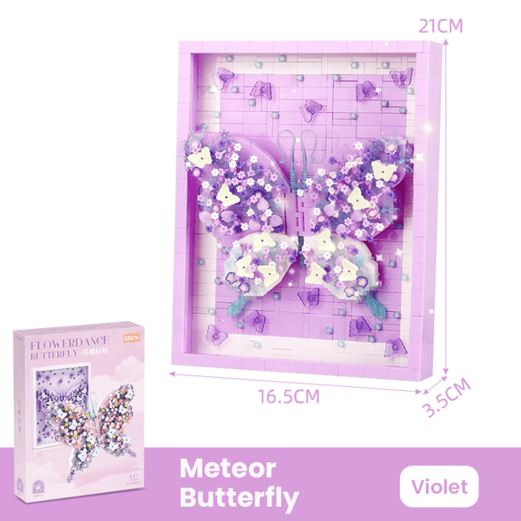 Butterfly Flower Building Blocks Wall Art Building Set for Adults Home Decor & Kids Early Education Toys(Violet)