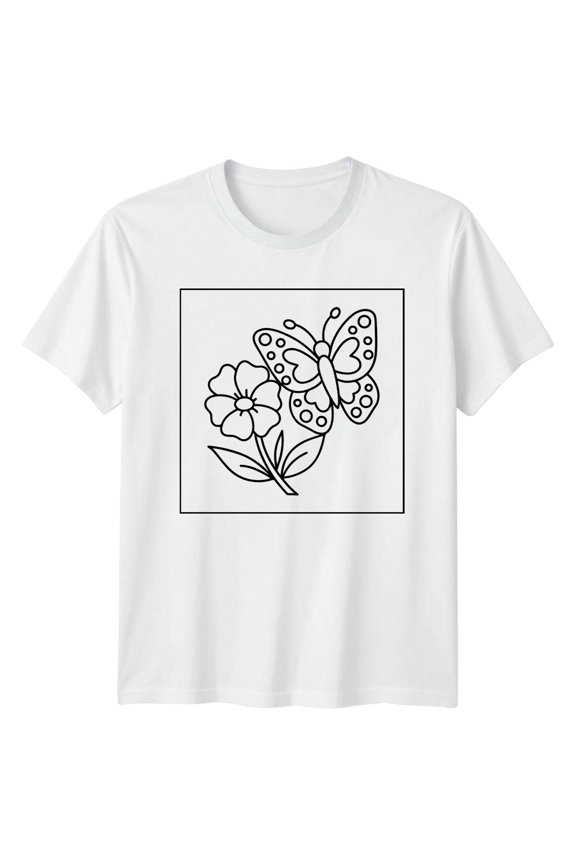 Butterfly Flower Design Mens T-Shirt Womens Tee Graphic Unisex Top All Size S-5XL