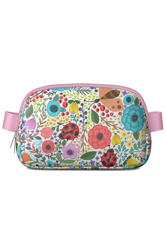 Butterfly & Flower Fanny Pack – Boho Botanical Waist Bag for Women, Spring Garden Vibe with Artistic Watercolor Bloom