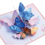 Butterfly and Flower Greeting Card 3D Pop-Up Get Well Card Celebration Cards Mother's Day Greeting Card Ideal Gift for Mothers, Wife, Sister Girls, Daughters & Friends Birthdays & Anniversary