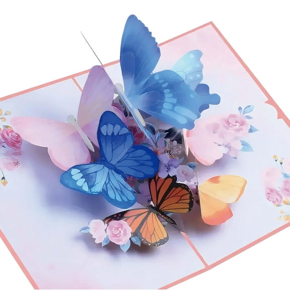 Butterfly and Flower Greeting Card 3D Pop-Up Get Well Card Celebration Cards Mother's Day Greeting Card Ideal Gift for Mothers, Wife, Sister Girls, Daughters & Friends Birthdays & Anniversary