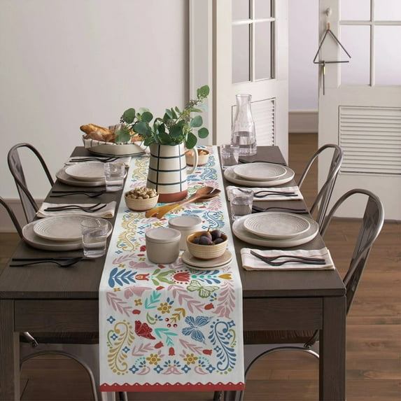 Butterfly Flower Love Dot Fruit Party Festival Table Runner Kitchen Table Flag Tablecloth Holiday Printed Table Cover