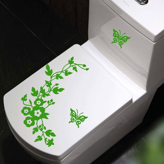 HOARBOEG Butterfly Flower Mural PVC Wall Sticker Bathroom Toilet Seat Sticker Removale Creative Home Decor Purple Decals