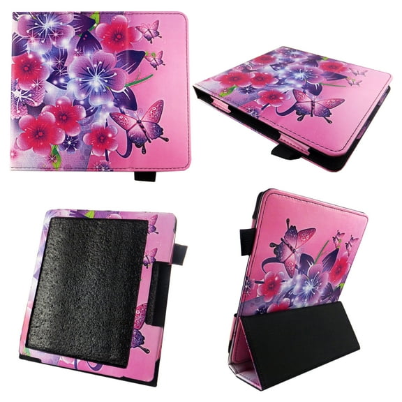 Butterfly Flower Pink Case for All-New Kindle Oasis 7 Inch (10th Gen, 2019 Release) - Premium Lightweight PU Leather Slim Sleeve Cover Auto Sleep/Wake for Amazon Kindle Oasis 2019 E-Reader Stylus