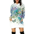 Butterfly Flower Printed Hoodie Dress Women's Floral Top Workout