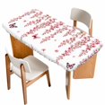 thumbnail image 1 of Butterfly Flower Table Cloths for 4 Foot Rectangle Tables, Watercolor Farmhouse Country Pink Floral Patio Waterproof Elastic Fitted Tablecloths, Washable Rectangular Table Cover for Camping, 1 of 8