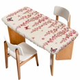 thumbnail image 1 of Butterfly Flower Table Cloths for 6 Foot Rectangle Tables, Farmhouse Country Pink Floral on Linen Patio Waterproof Elastic Fitted Tablecloths, Washable Rectangular Table Cover for Camping, 1 of 8