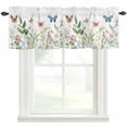 thumbnail image 1 of Butterfly Flower Valances for Windows Spring Floral Retro Rod Pocket Curtain Valance Window Treatment Short Curtains for Kitchen Living Room, 58"x16", 1 of 9