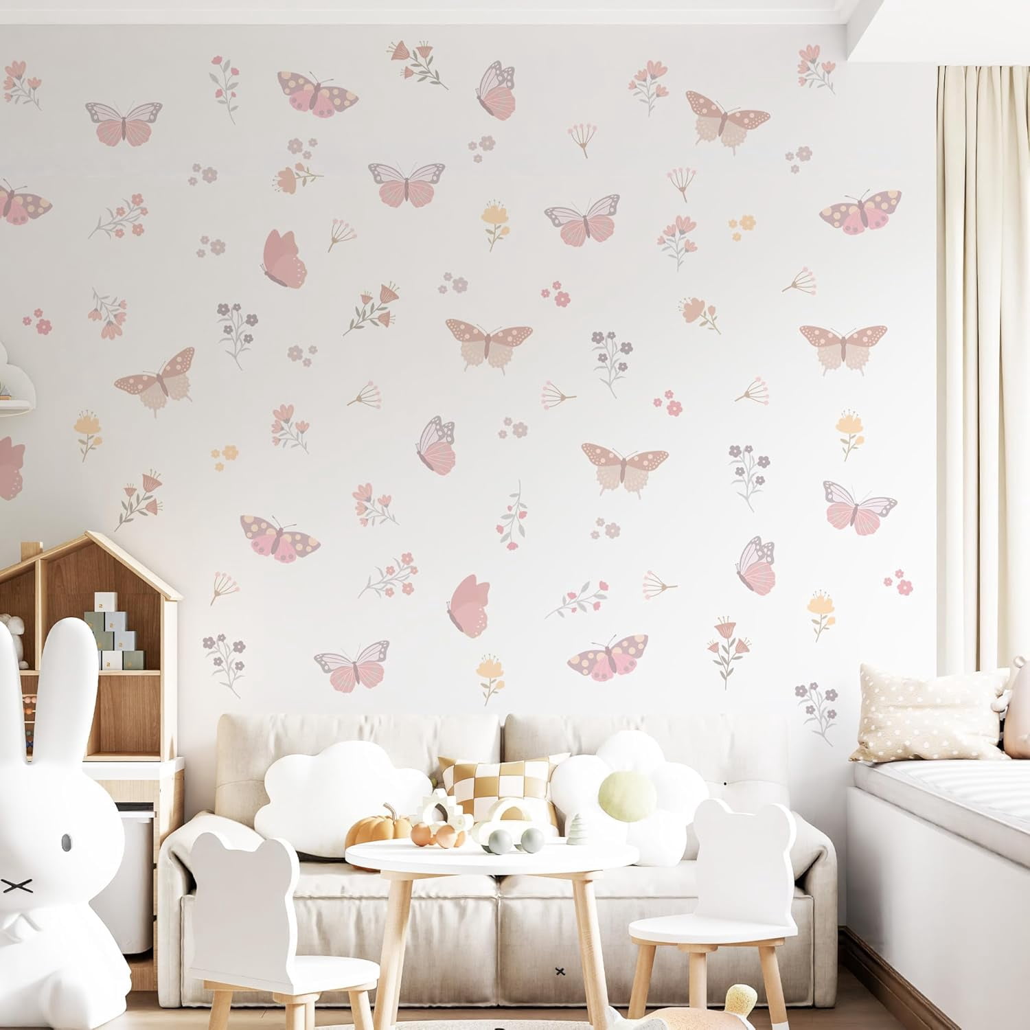 Butterfly Flower Wall Decals,Butterfly Floral Art Wall Sticker Decors ...