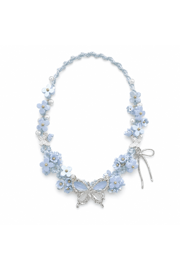 Butterfly Flower Woven Bracelet for Women, Delicate Handmade Rope Wristband with Floral Charm Design, Sweet Elegant Fashion Jewelry Accessory for Fall Winter Outfits, Daily Wear and Date Style