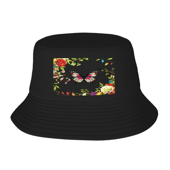 Butterfly Flowers Bucket Hat For Womens And Mens Outdoor Beach Fisherman Hat Sun Hat
