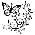 thumbnail image 1 of Butterfly Flowers Car Sticker Car Body Side Decal Bumper Hood Sticker Decoration for Cars SUVs Trucks Vans Walls Laptop Black, 1 of 7