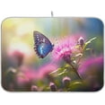 thumbnail image 1 of FREEAMG Butterfly Flower Dish Drying Mat for Kitchen Counter, Ultra Absorbent Reversible Microfiber Dishes Drying Rack Pad Heat-resistant Mats 18x24in, 1 of 7