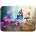 thumbnail image 1 of FREEAMG Butterfly Flowers Dish Drying Mats Tableware Absorption Water Mat Home Decor Drying Pad for Kitchen Countertop, 18 X 24 Inch, 1 of 7