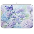 thumbnail image 1 of Butterfly Flowers Hydrangea Dish Drying Mat Dish Drainer Rack Mats Water Absorbent Non-Slip Easy Clean Heat Resistant for Kitchen Counter, 1 of 8