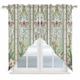 thumbnail image 1 of Butterfly Flowers Kitchen Window Curtains, Swag Curtains Valance for Bedroom Living Room Bathroom, Vintage Stained Glass Green Spring Rod Pocket Window Treatment Curtain Block Drapes 2 Panels 36"x36", 1 of 9