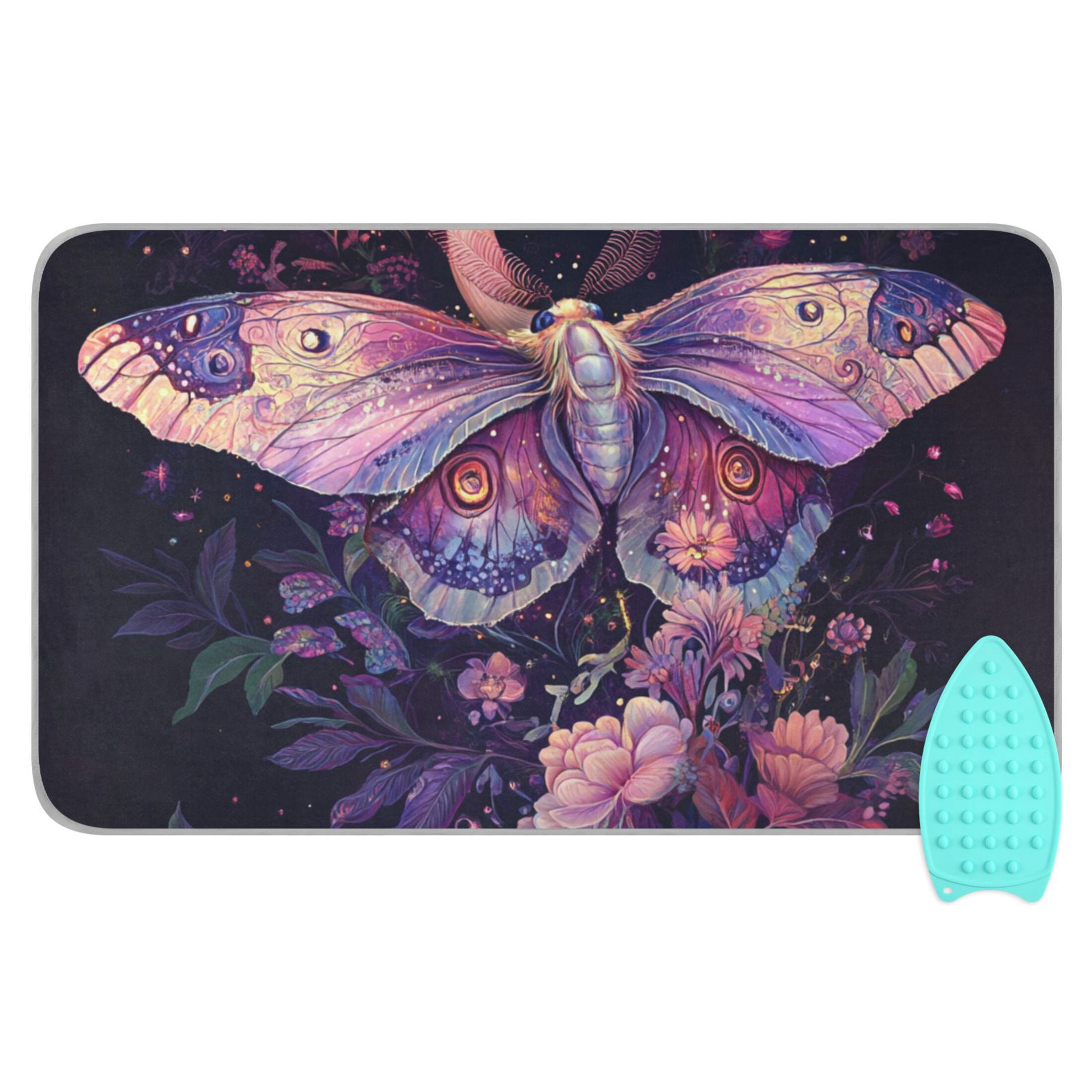 Butterfly Flowers Moonlight Ironing Mat Blanket Portable Travel Ironing Pad Heat Resistant Pad 47.2" x 27.6”