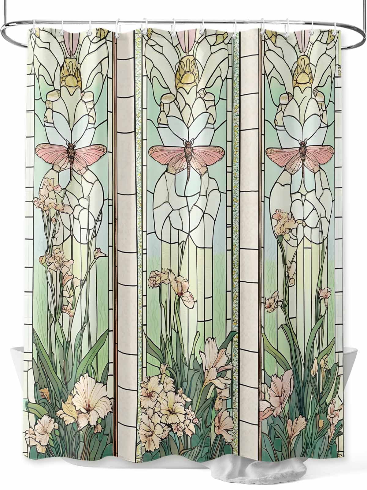 Butterfly Flowers Shower Curtain Set, Waterproof Shower Curtains for ...