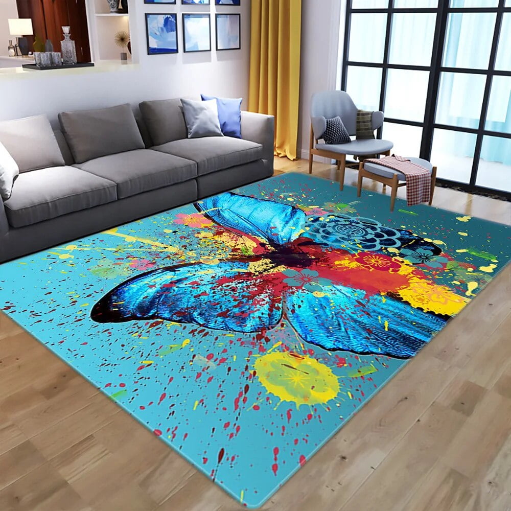 Butterfly Flowers Spring Printed Carpet Living Room Bedroom Home Decor