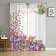 Butterfly Flowers Vintage Style Tulle in Sheer Curtains for Living Room