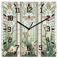 thumbnail image 1 of Butterfly Flowers Wooden Wall Clock Silent Non Ticking, Vintage Stained Glass Green Spring Square Wall Clocks Battery Operated, Decor Clock for Home Office, Living Room, Kitchen, 10 Inch, 1 of 9