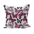thumbnail image 1 of Butterfly Fluffy Throw Pillow Cushion Cover, Vibrant Watercolor Animals Patterns Warm Climate Creatures Spring Season, Decorative Square Pillow Case, 18" x 18", Pink Magenta Black, by Ambesonne, 1 of 5