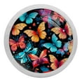 thumbnail image 1 of Butterfly Fluorescent Drawer Pulls with Screws: Round 4-Pack Glow-in-the-Dark Knobs for Cabinets, Wardrobes, Dressers - Versatile Door Pulls, 1 of 6