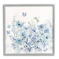 thumbnail image 1 of Butterfly Fluttering Blue Flowers Botanical & Floral Graphic Art Gray Framed Art Print Wall Art, 1 of 8