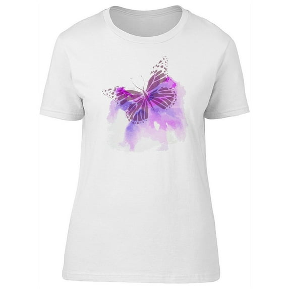 Butterfly Flying On A Pink Stain T-Shirt Women -Image by Shutterstock, Female x-Large