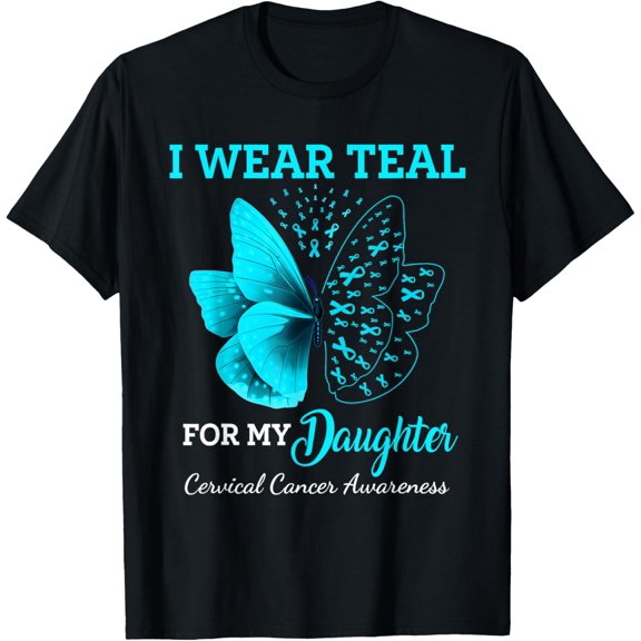 Butterfly For My Daughter Support Cervical Cancer Awareness T-Shirt