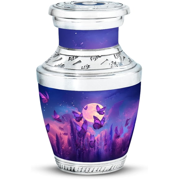 Butterfly Forest Keepsake Urn, Mini Urn for Human Ashes Adult Female, Purple Butterfly Cremation Urn, Keepsake Urns for Human Ashes, (Size, 3 Inch, 1 Pc)