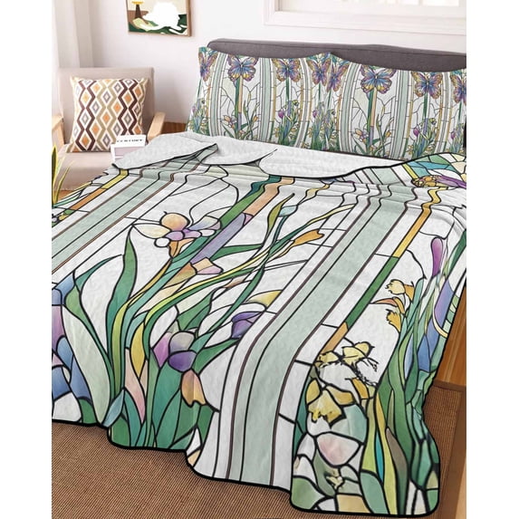 Butterfly Full Size Down Alternative Comforter, Lightweight Comforter Quilt Bedding Set with Pillow Shams Summer Spring Botanical Farmhouse All Seasons Bed Comforter Duvet Insert 78"x90"