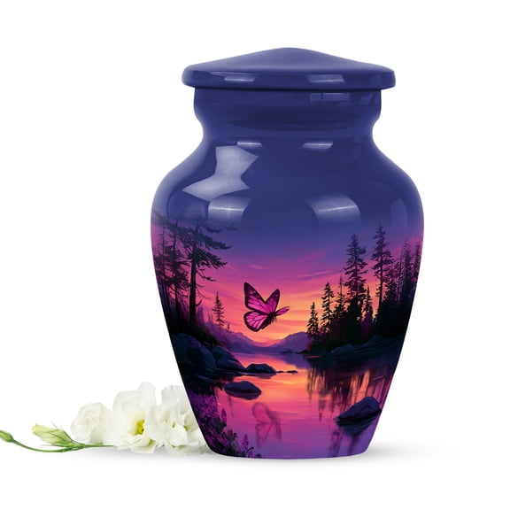 Butterfly Funeral Urn For Grandmother - Blue Urn For Human Ashes Adult Women - Small Keepsake Urns For Human Ashes - Mini Cremation Urns For Mother, 3 Inch