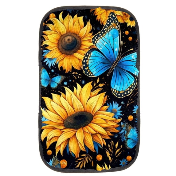 Butterfly Furry Printed Car Armrest Mat Cover - Soft and Comfortable Armrest Pad with Armrest Accessories for 12.5x8.2 Inch Console